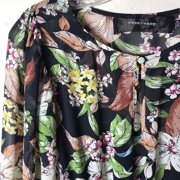 NWOT Code X Mode Woman's Multicolored Floral Sheer Dress With Pockets Size XS - Picture 8 of 11